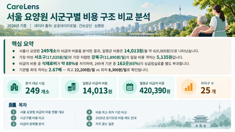 서울 요양원 시군구별 비용 구조 비교 분석 요약본