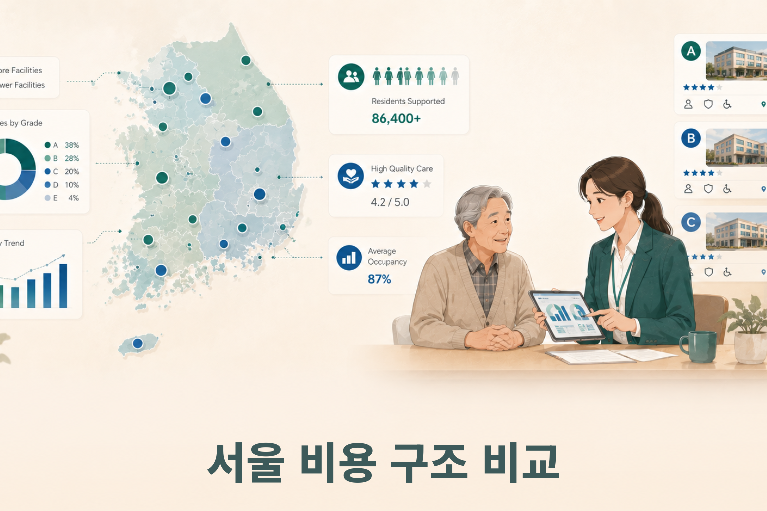 서울 요양원 시군구별 비용 구조 비교 분석